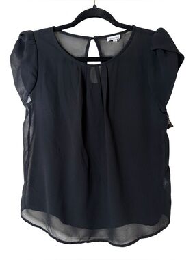 B_Envied Small Black Short-Sleeve Chiffon Blouse